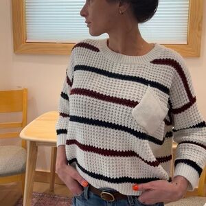 POL Striped Sweater with Pocket